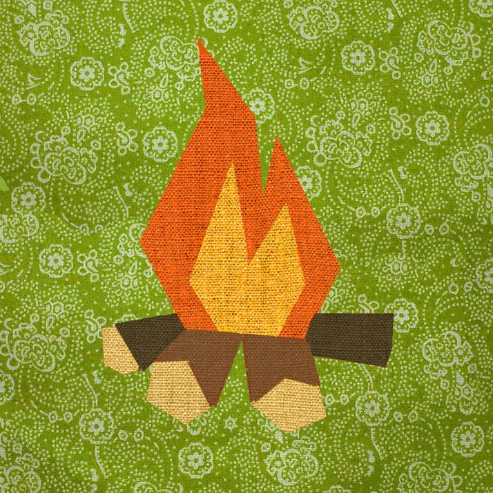 Campfire Paper pieced quilt block pattern PDF