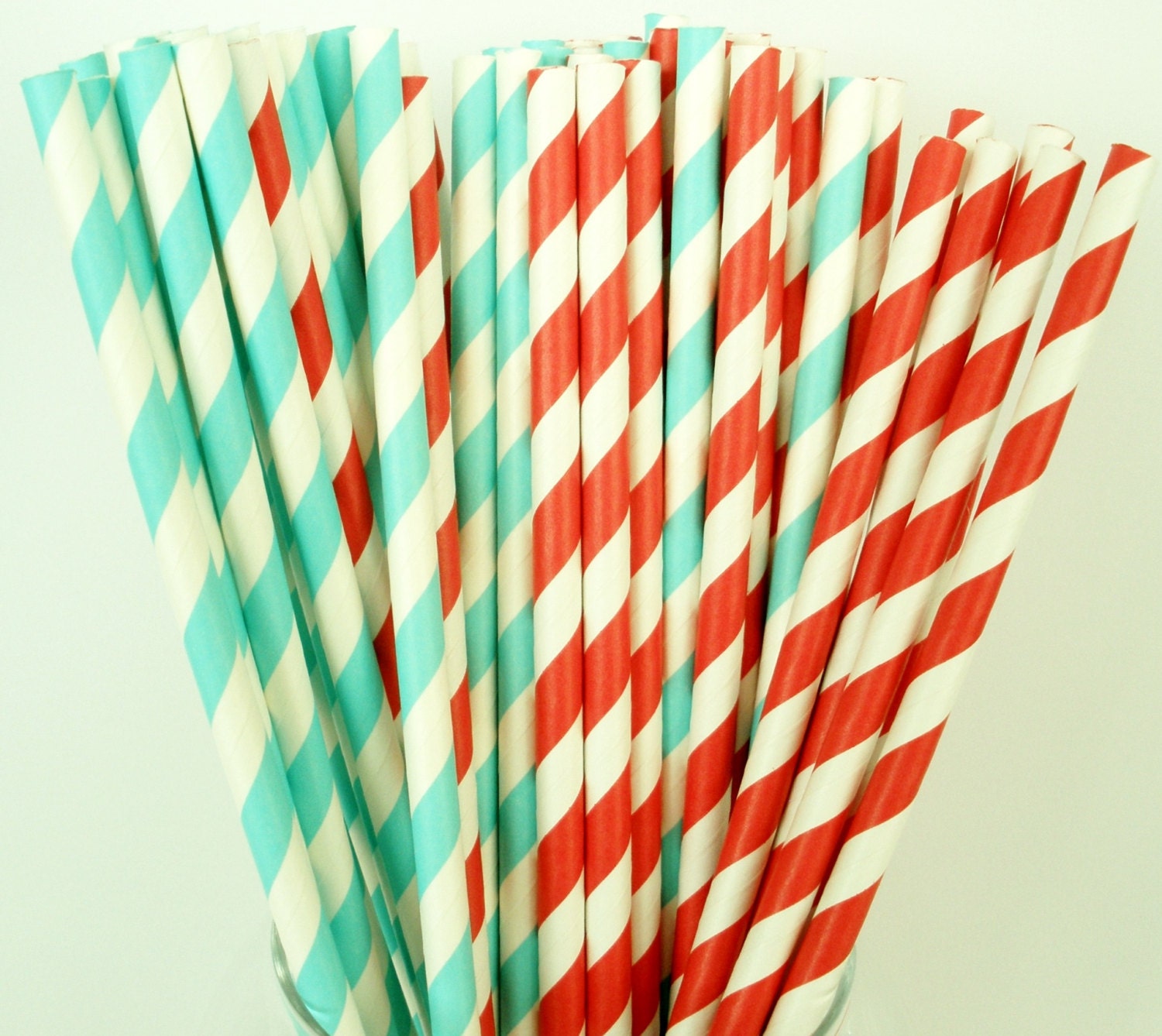 30 Dr Seuss Paper Straws....Red Stripe & Aqua Blue Stripe Paper Drinking Straws Princess Cake Pop Sticks Princess Party Straws