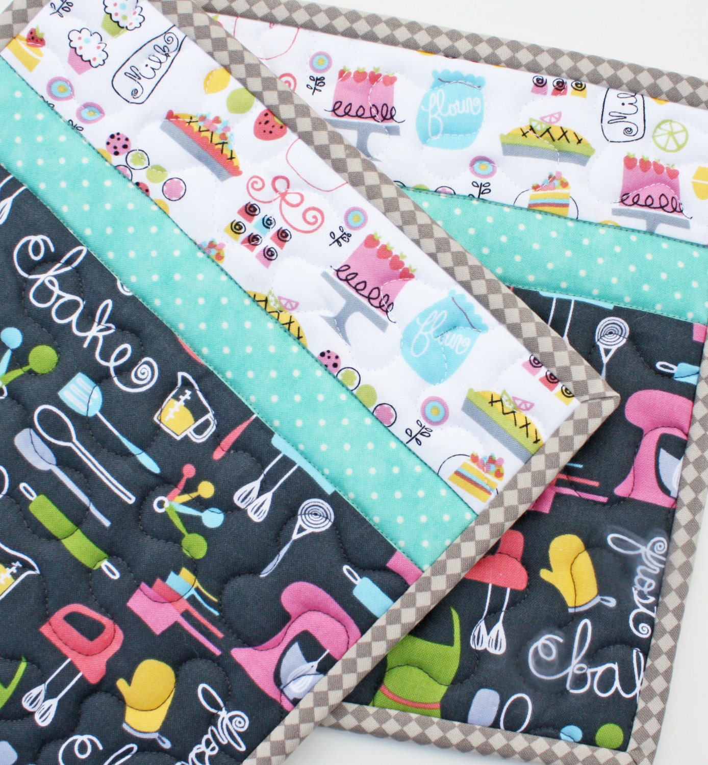Sweet Tooth - Handmade Quilted Potholders - Set of Two