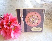 Get Well Card  ,   flowers, purple, lilac, greeting card, for female, woman, pearls