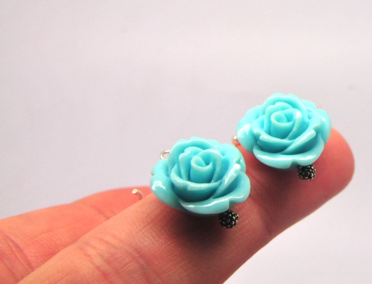 Turquoise Rose Bridesmaid Earrings/ Bridesmaid Gifts and Favors/ Garden Weddings and Wedding Party Gifts