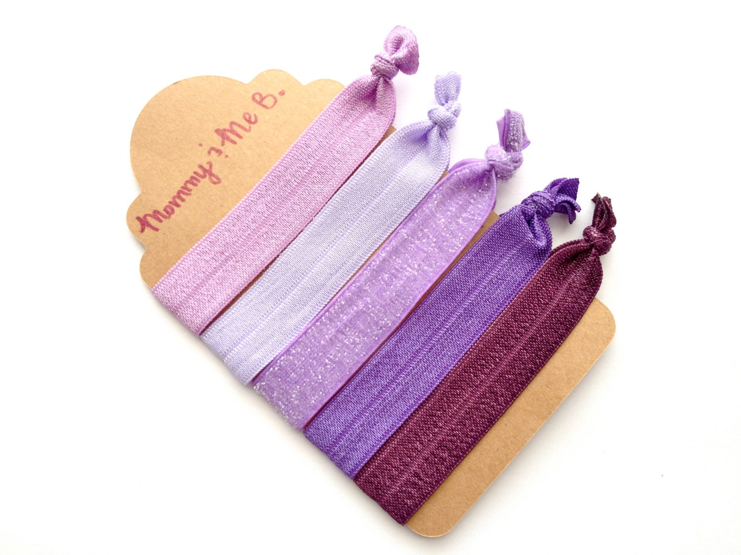 Super Soft No-Snag Elastic Hair Ties --  Perfectly Purple Collection -- Featuring GLITTER Purple, Lavender, Light Violet, Purple, Plum