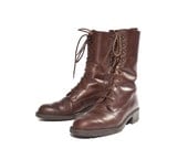 Eddie Bauer Chestnut Brown Leather Lace Up Ankle Boots Women size 7.5