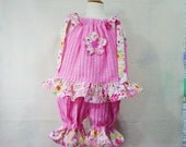 Baby Girl Pillowcase Dress Outfit Toddler 6mo. to 3T Custom Boutique Retro Shabby Pink Chenille Handmade Children Clothing Kids Clothes