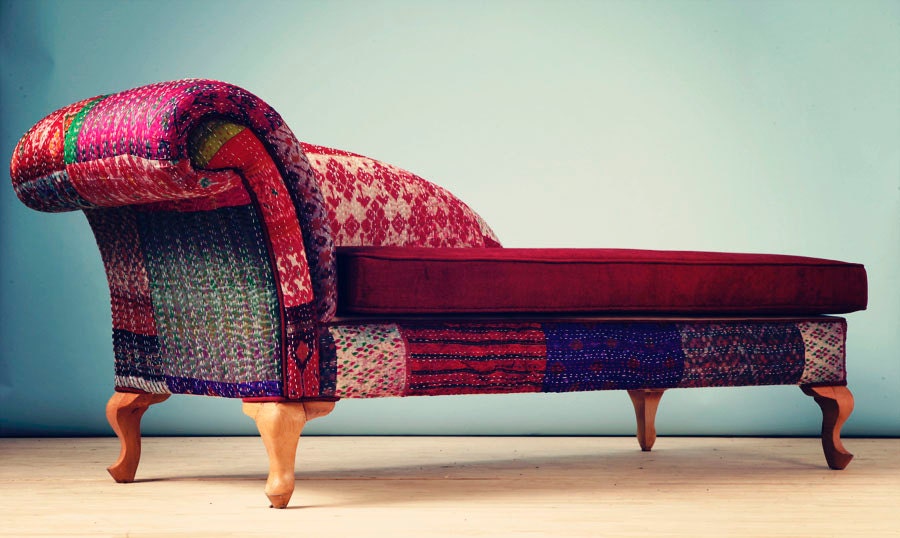 Patchwork chaise lounge - Indian Kantha Quilt