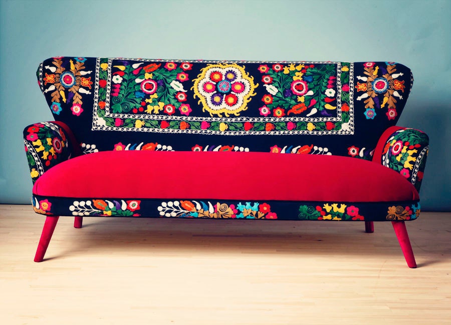 Patchwork sofa with Suzani fabrics - 3 seats