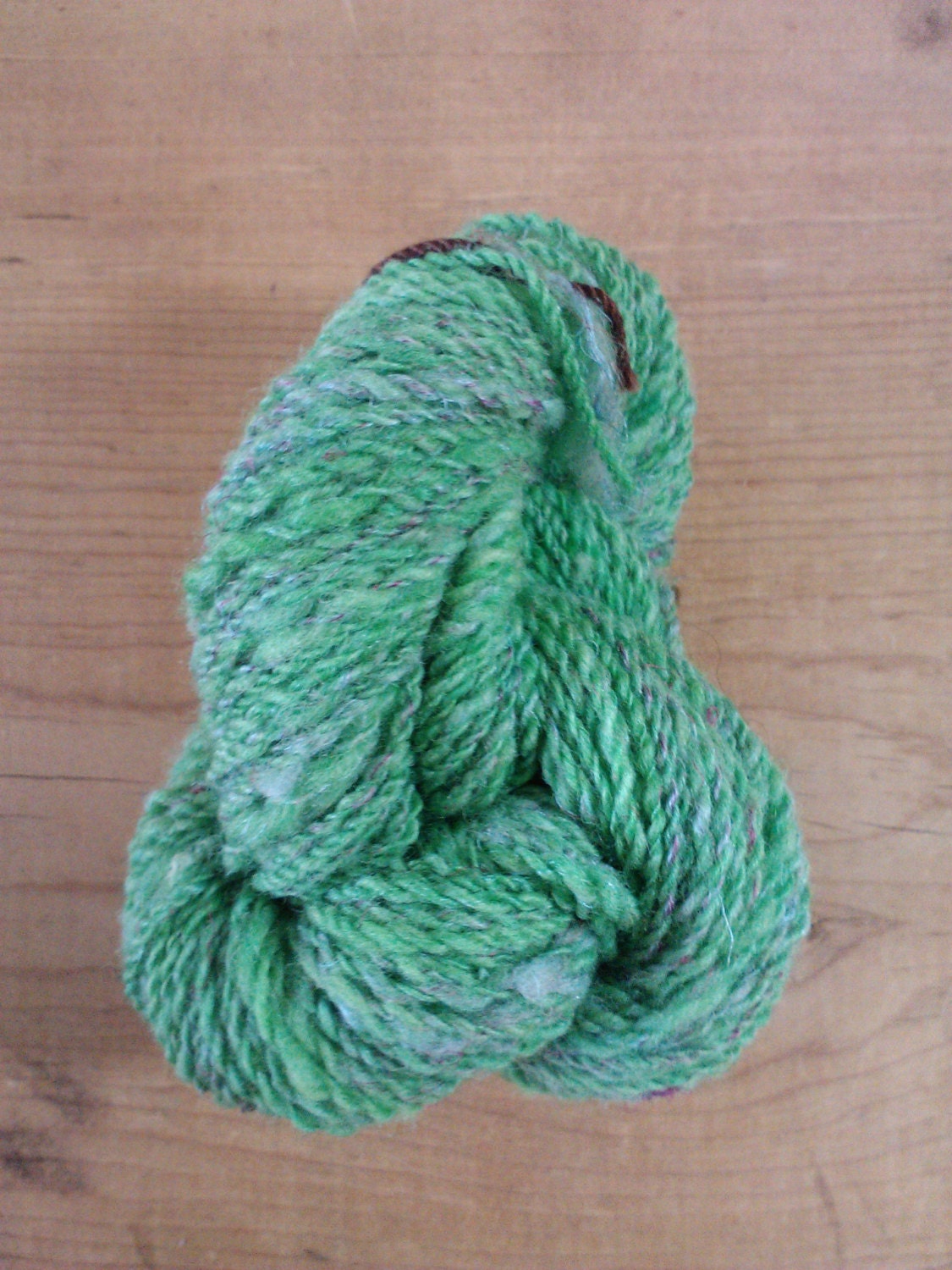 Hand Spun yarn Hand dyed wool and recycled sari silk