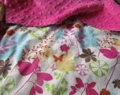 Baby Blanket, Butterfly Garden with Hot Pink Minky- READY TO SHIP