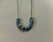 Handmade Necklace Bohemain Jewelry - Blue Ivory Long Necklace Simple Boho - Organic Earthy