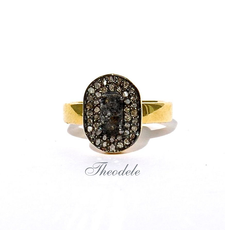 Slice Black Diamond Stacking Oval Shape Ring
