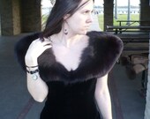 70s Dress Victor Costa for Sakowitz Black Velvet Cocktail dress w/Fox fur collar by KitKatCabaret on Etsy
