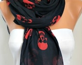 BIG SALE Skull Scarf - Cotton Scarf Shawl Bridesmaid Gift  Multicolor Beach wrap Pareo -fatwoman
