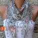 Multicolor Shawl  - Cotton  Scarf -  Cowl with Lace Edge Gray - fatwoman - Bridesmaids Gifts