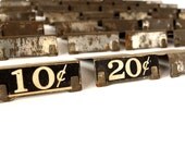 Vintage / Antique Metal Price Tag Holder with Price Tag, 1900s General Store (Qty.1) - Home Decor, Wedding Table Numbers, Altered Art