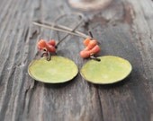 Lemon Zest Yellow and Upcycled Coral Drop Earrings Simple Lovely Elegant Chic Beautiful Purposeful Recycled Jewelry Eco Friendly