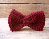 Knit Bow Tie // Headband in Claret