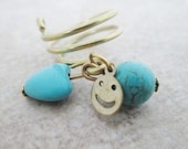 Gold Ring With Turquoise and Gold Charms