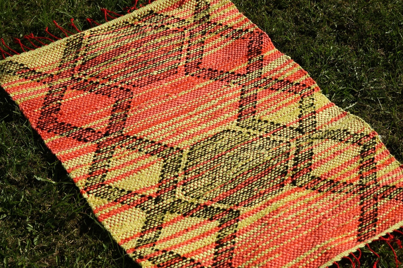 Handwoven Rug- recycled home decor, bathroom, bedroom, kitchen, rectangular, bath mat, rag rug