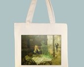 Lautrec "Green Lady" Absinthe Illustration on 15x15 Canvas Tote with shoulder strap - other sizes colors available