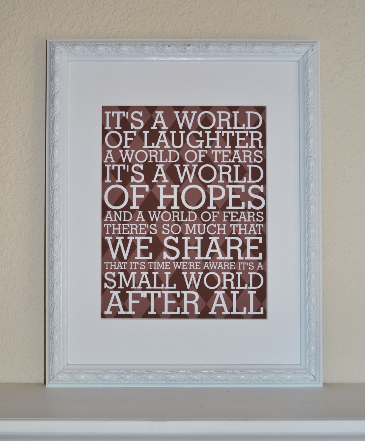 Small World, Disney, Modern Art Print Typography, Nursery wall decor, Kids Wall Art, Playroom -8x10