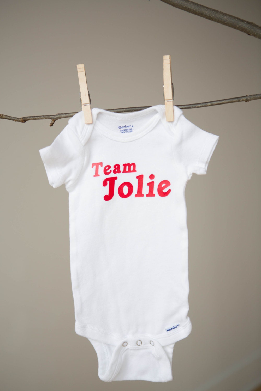 Short Sleeve "Team Jolie" Bodysuit, 0-3 Months, 3-6 Months, 6-9 Months, 12 Months, 18 Months, 24 Months