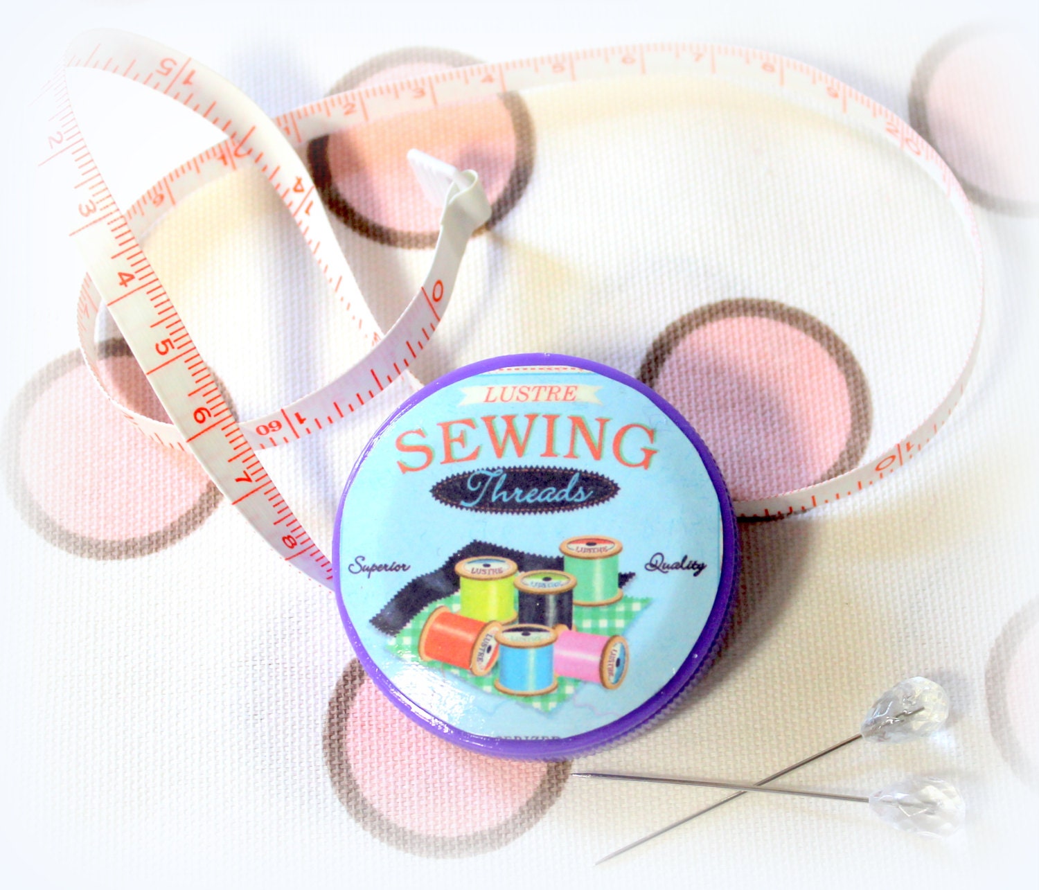 Retractable Tape Measure, Embellished Sewing Notion, Inches And Centimeters, I Combine Shipping & Refund Overages