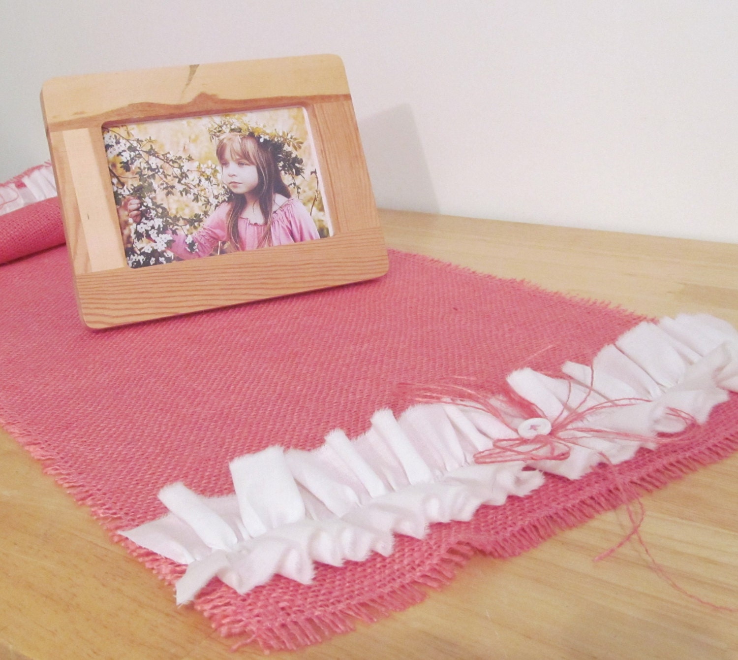 Extra Long Pink Burlap Table Runner Baby Shower Shabby Chic Wedding 10 FEET LONG Handmade in USA