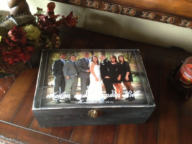 X Large / Personalized Photo Wood Box / Keepsake Memento Box / Mother of Bride or groom favor / Great wedding gift