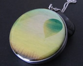 BIG - Hot Air Balloon at sunrise - Stainless steel photo Locket necklace
