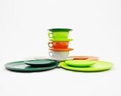Bright Midcentury Modern Melmac Color Flyte Set of Dishes - 1955 - 15 pices