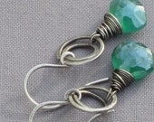 Mother's DayFREE shipping/  Green Onyx Wire Wrapped in Sterling Silver