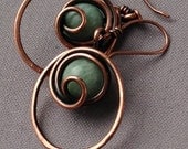 FREE domestic shipping/ Amazonite Wire Wrapped in Copper Wire Earrings