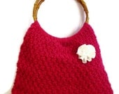 FREE SHIP  handmade  BAG  dark pink  Afghan Crochet Bag, Handbag,Shoulder Bag,seasonal winter accesories discount