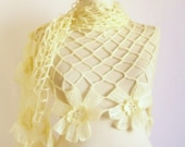 SUPER SALE Ivory shawl,warm,handknit ,Stole, Bolero, trend,wrap,springlux fashion,wedding bridal bridesmaid