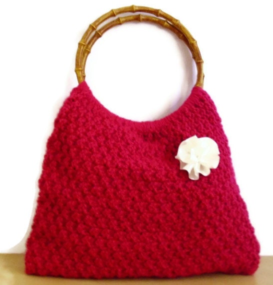 FREE SHIP  handmade  BAG  dark pink  Afghan Crochet Bag, Handbag,Shoulder Bag,seasonal winter accesories discount