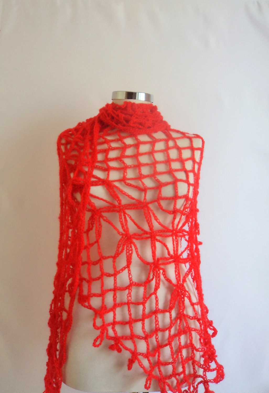 CROCHET SHAWL Red Triangle