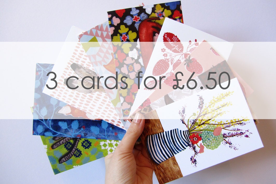 Recycled greetings card with envelope: Pack of 3