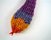 Multicolored Striped Snake Scarf --  Handknit Scarf  Animal accessory Chunky Yarn unisex Animal Lover Whismical One-of-a-kind