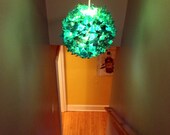 16" Turquoise chrysanthemum paper hanging Fuzzy Lamp / Lantern