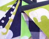 SPECIAL OFFER....Two only....mini fabric bunting in navy and lime...ONLY 10 dollars