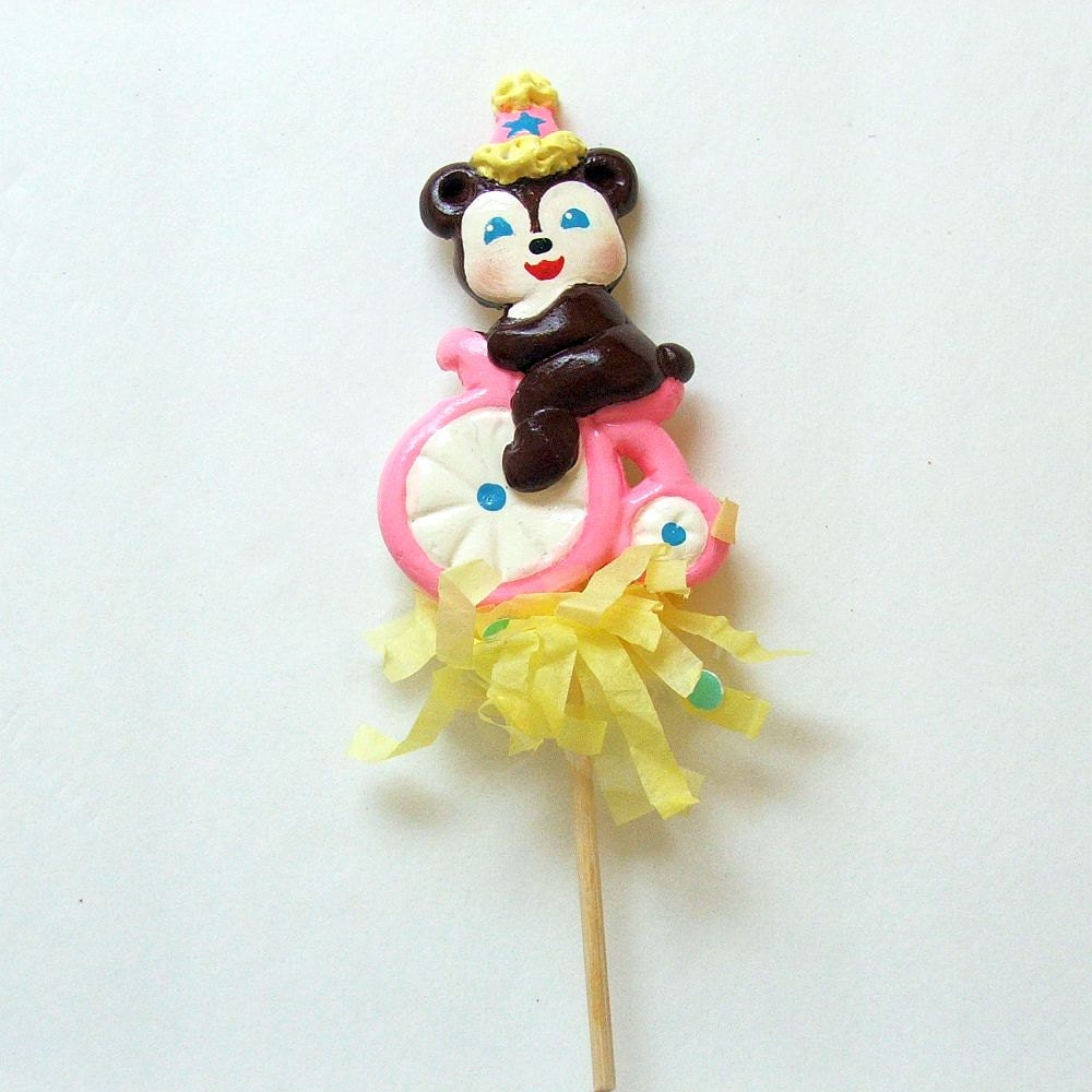 Riding Bear On A Bike Cupcake Topper/Cake Topper/Cake Decoration Il_570xn