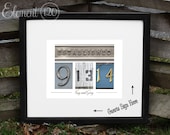 Unique Wedding Date GUEST BOOK- Personalized with Colored Number Photography art -Platinum "Established" and Black frame