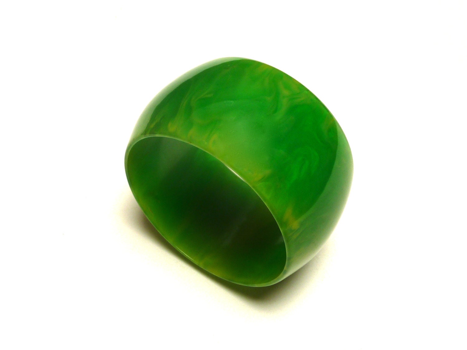 Bakelite Marbelled Apple Green Cuff Bracelet