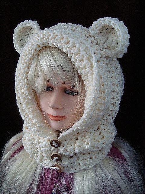 Instant Download PDF Crochet Hat Pattern - GoldilocksHood, with ears or without, age 5 to adult Spp-109