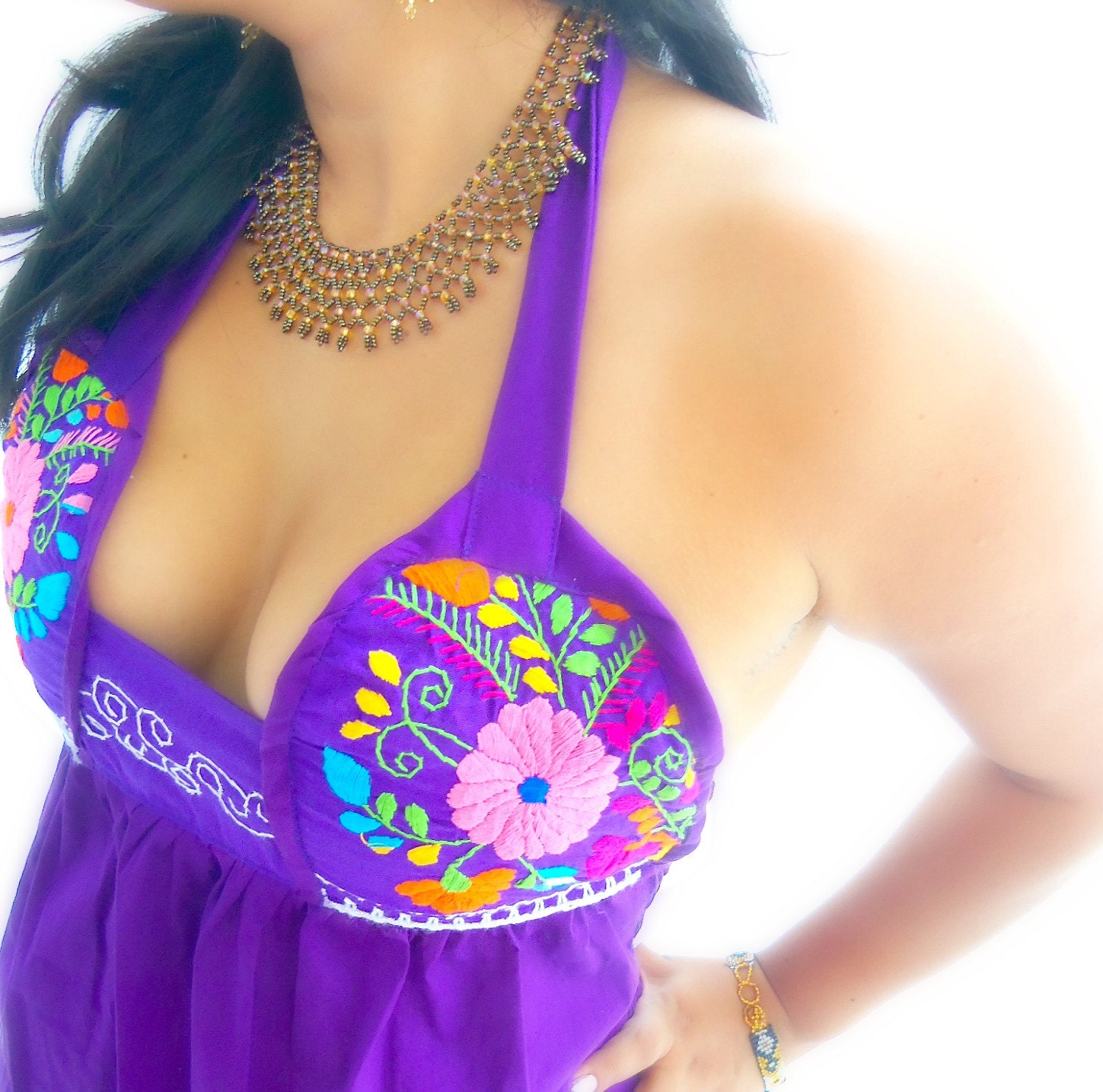 Moradito Love mexican embroidered bikini dress