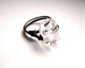 Quartz Crystal Ring of Hand Forged Copper in Your Size. Wire Wrapped Ring. The Fairy Diamond.