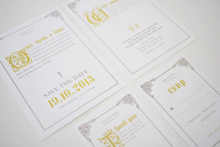 Fairy Tale Once Upon a Time Wedding Invitation Set Printable Set of 4