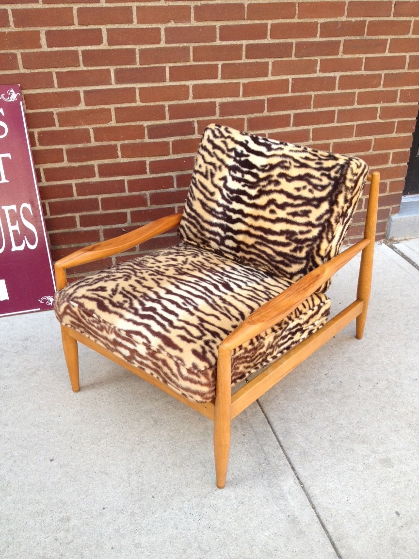 Vintage Adrian Pearsall Mid Century Modern Animal Print Chair