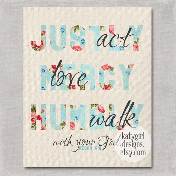 Micah 6:8 Flower 8x10 Print - profits support Hope 4 Sudan