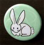 Cute White Bunny Rabbit 1-1/2" button pin cute nature wildlife - Brandy Woods